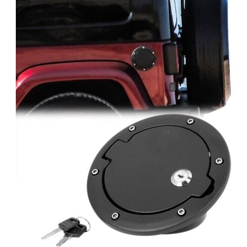 X Autohaux Car Vehicle Styling Gas Oil Cap Fuel Filler Door Tank Cover with Keys for Jeep Wrangler JK Unlimited 2007-2017