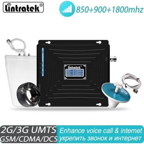 Lintratek Tri Band Signal Booster 900 850 1800 GSM DCS UMTS LTE Cellular Repeater 900/850/1800mhz Amplifier #38
