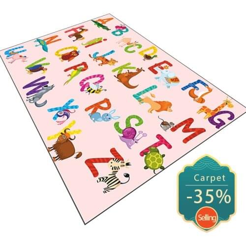 Madream Cartoon Cute Puzzle Early Childhood Education Children Carpet Modern Style Letter Pink Blue Medroom Rug Bedside Mat 2021
