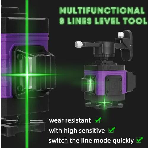 Multifunctional 8 Lines Laser Level Tool Vertical Horizontal Lines with 3° Self-leveling Laser Leveling Device Level Instrument