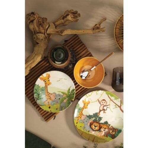 3 piece ceramic Children Dinner set-healthy Fun colorful plate and bowl set-for children
