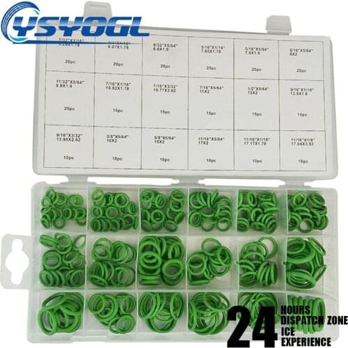 270pcs O-Rings Rubber Air Conditioning Seals Assortment Kit Set 18 Sizes O-ring Kit Green Metric Seals For A/C Automotive