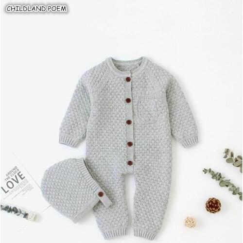 Baby Girl Clothes Knitted Baby Clothes Newborn Baby Romper With Hat Infant Baby Jumpsuit For Boy Girl Romper