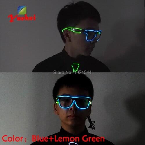 Wholesale 30pieces DC-3V Sound activated Driver + EL Wire Glowing Glasses Neon Cold Light Glasses Stage Design