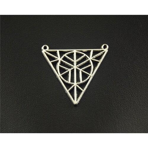 5pcs Silver Color Design Of Triangle Charm Fit Bracelets Necklance DIY Metal Jewelry Making 29x31mm A1531