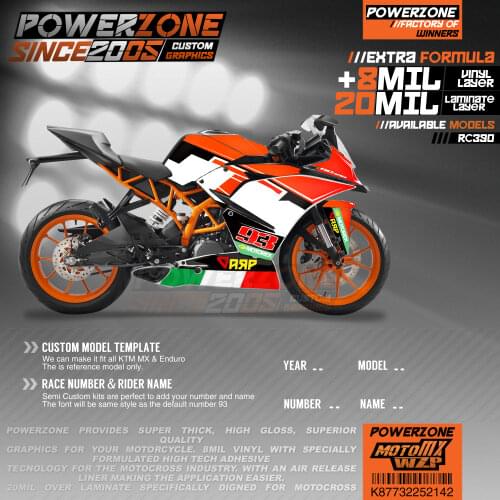 PowerZone Custom Team Graphics Backgrounds Decals 3M Stickers Kit For KTM RC390 2014-2016 2017-2019 142