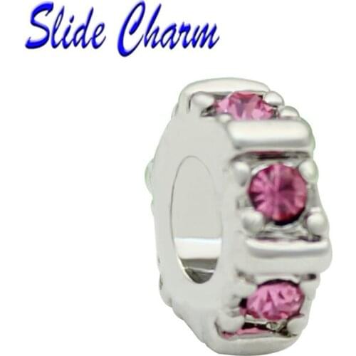 Simple fashion jewelry DIY straight hole beads charm pink crystal spacer beads for each brand bracelet