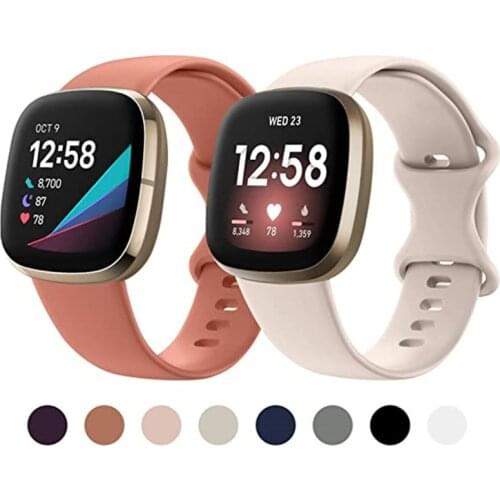 2-Pack Sport Band for Fitbit Sense/Versa 3 Soft Silicone Watch Strap Replacement Wristband for Versa 3 Smart Watch Accessories