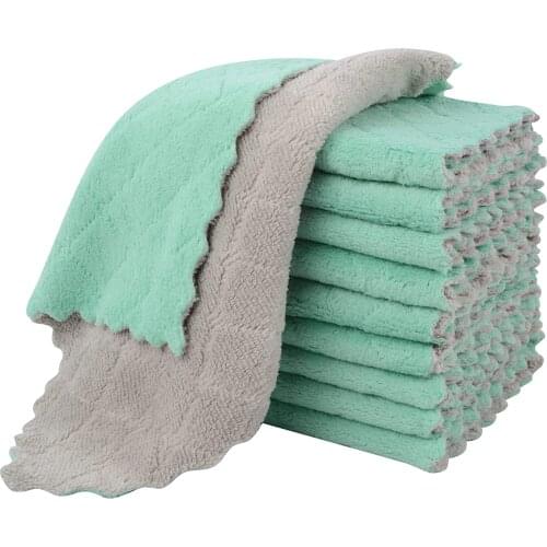 Sunland Microfiber Wash Cloths Soft Absorbent Kitchen Washcloths Dishes Dish Rags Reusable Cleaning Cloths 9.8inx9.8in 10 Pack