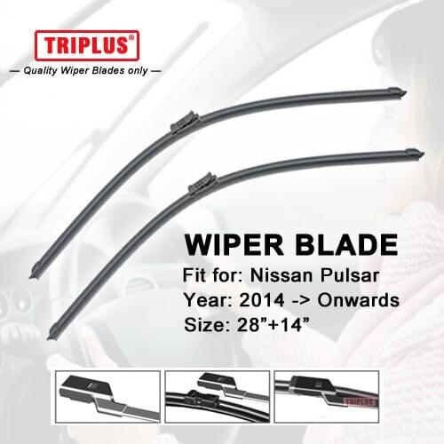 Wiper Blade for Nissan Pulsar (2014-Onwards) 1set 28"+14",Flat Aero Beam Windscreen Frameless Windshield Soft Boneless Blade
