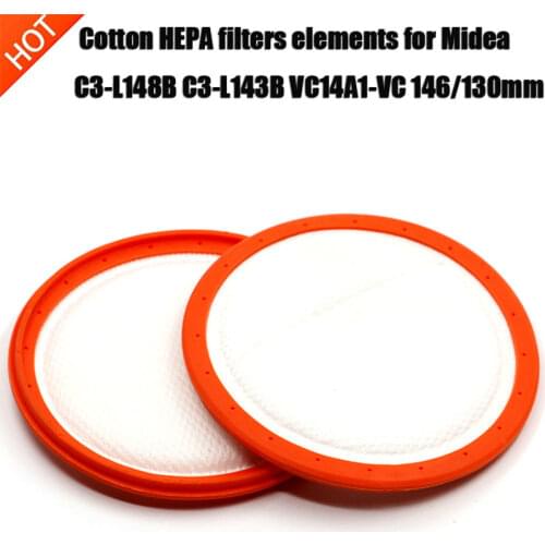Replacement Washable Vacuum Cleaner Round HV Filter Cotton HEPA filters elements for Midea C3-L148B C3-L143B VC14A1-VC 146/130mm