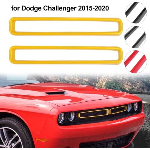 X Autohaux Front Grille Inserts Cover Trim Black Carbon Fiber Pattern Grill Inserts Cover for Dodge Challenger 2015-2020