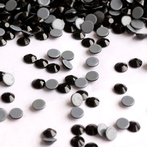 YANRUO 2058HF SS30 Jet 288Pcs Flat Back Hot Fix Stones And Crystals Glass Hotfix Strass Black Rhinestones For Bag