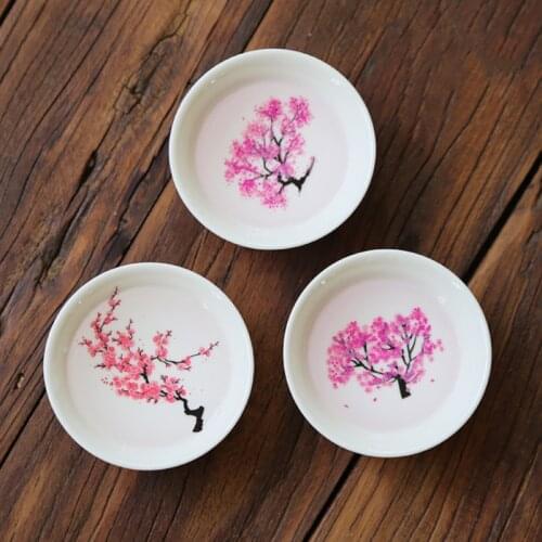 Japanese Ceramic Magic Cherry Blossoms Teacup Cold Temperature Color Changing Flower Display Sake Cup Kung Fu Small Tea Bowl