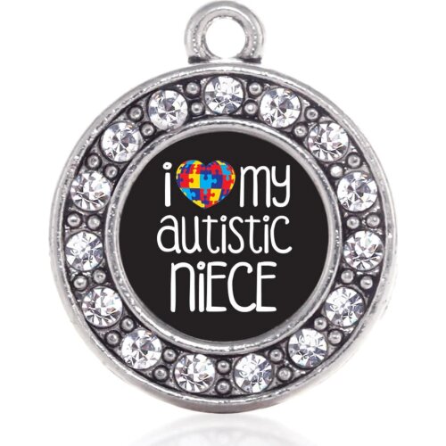 Survivor Awareness Niece Jewelry Round Shape Crystal I Heart My Autistic Niece Charms DIY Jewelry Pendants Gifts For My Niece