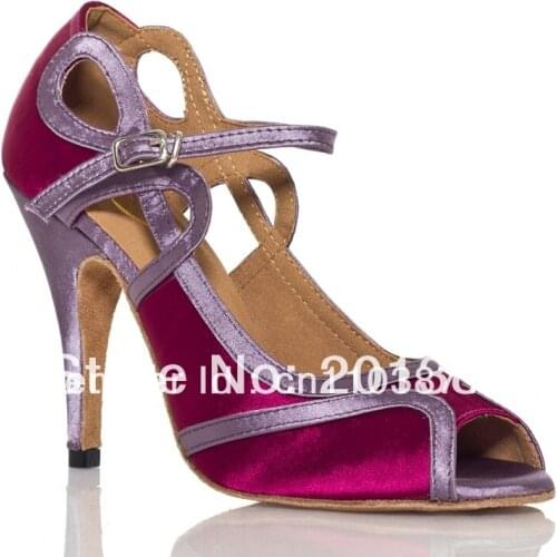Girls Purple Satin LATIN Dancing Shoes Ballroom Shoes Sexy Salsa Dance Shoes