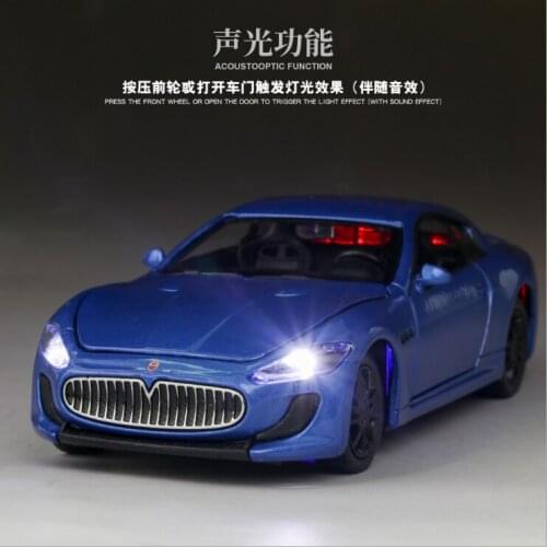 1: 32 Simulation Masaladi GT Sports Car With Acousto-optic Return Force Alloy Toy Car Model For Children And Boys Blue