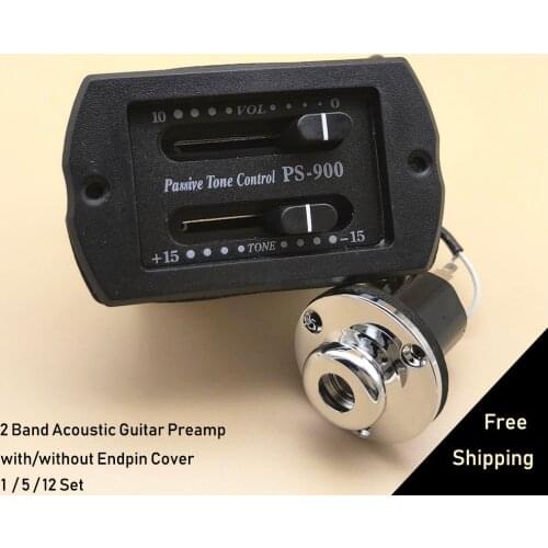 1/5/12set Pre-Wired Acoustic Guitar EQ Equalizer 2-Band Guitarra Preamp EQ Piezo Pickup System Passive PS-900