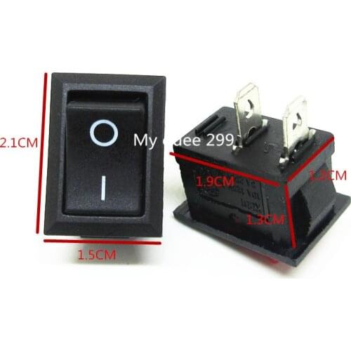10Pcs Ship Type Switch 15X21 KCD1-101 Black 2Pin 6A/250V ON-OFF 15*21