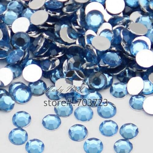 1000pcs 3mm SS12 Glitter Nail Art Crystal Non Hotfix Flatback Nail Art Decoration Rhinestones Beads Light Blue N12