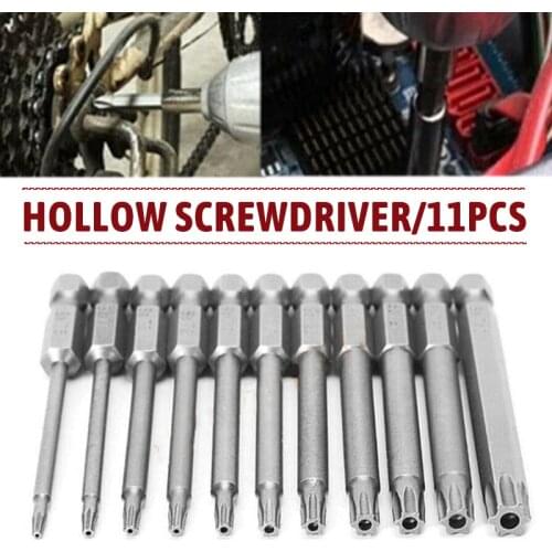 11pcs 100mm Security Hex Shank Bit Magnetic Torx Head Screwdriver Bits Set Durable Hollow Screwdriver Bit Electric Hand Tools
