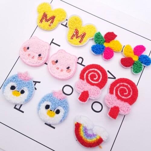 16PCS/Lot Towel Embroidery Animal Applique Crafts For Children Socks Gloves And Hair Clip Accessories
