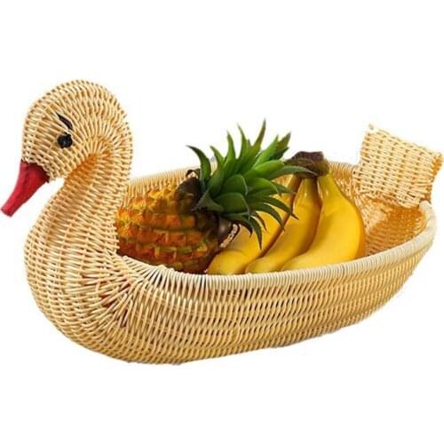 2 Pcs Imitation Rattan Weaving Receive a Basket Clothes Basket Personality Fruit Basket Chick Goose Duck Deer Baskets Wicker