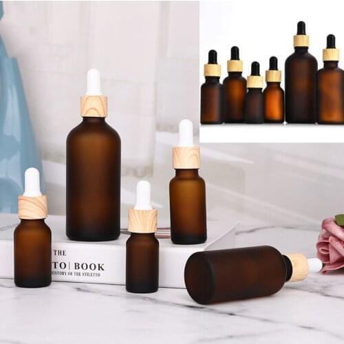 20pcs 5-100ML Tubes Frosted Dropper Amber Glass Aromatherapy Liquid for Essential Massage Oil Pipette Refillable Bottles Jars