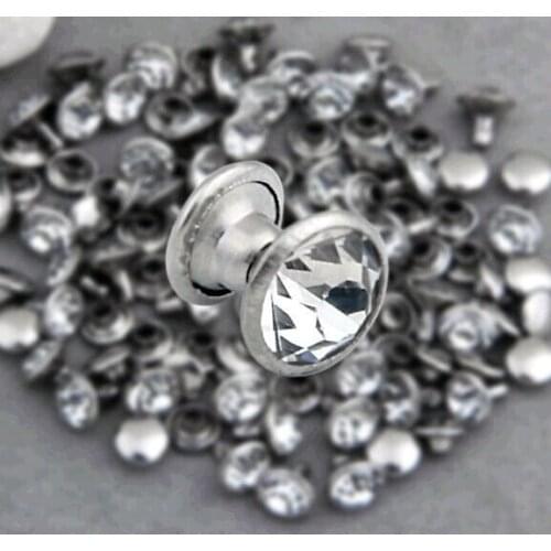 200 Sets 8mm CZ Crystals Rhinestone Rivets Rapid Silver Nailhead Spots Studs DIY Zinc Alloy Metal