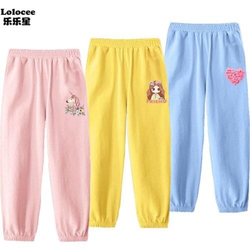 2021 3-14Y Toddler Girls Unicorn Pants Cute Candy Color Long Pants Trousers Summer Bottom For Kids Mosquito-proof Harem Pants