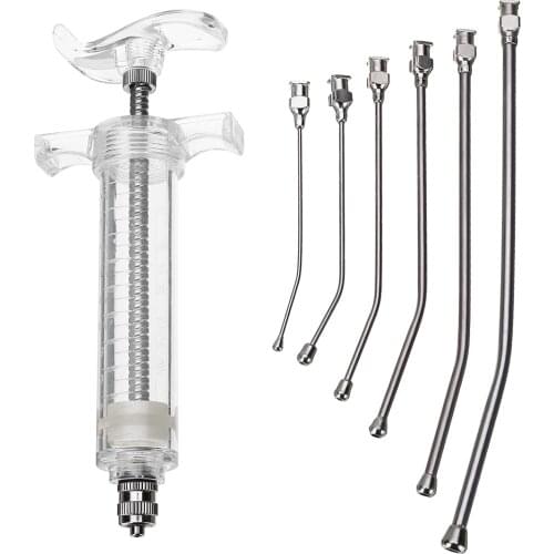 New 6pcs Curved Gavage Tubes 1pc 20ml Plastic Steel Veterinary Feeding Syringe Parrots Bird Feeding Accessories Tools