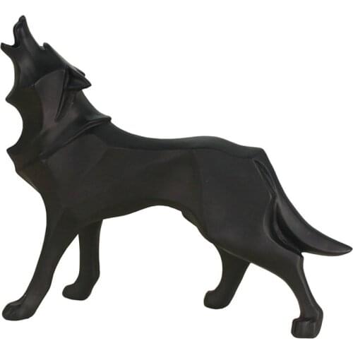 Abstract Totem Wolf Dog Statue Sculpture Geometric Resin Furnishing Home Decoration Accessories Modern for Ornament Gifts Crafts