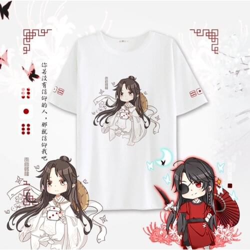 Anime Tian Guan Ci Fu Cosplay Costumes Hua Cheng Xie Lian Cosplay Men T Shirt White Printed Short Sleeve Tshirts For Women CS300