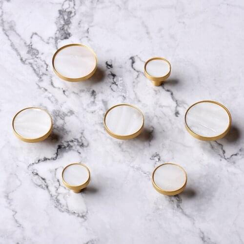 White Round Brass+shell Cabinet Pulls/kitchen Drawer Cabinet Handle Furniture Knobs Hardware Cupboard Pull