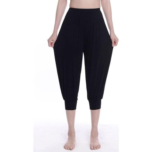 High Waist Stretch Women Harem Pants Sport Pants Flare Pant Dance P Wide Leg Loose Long Trousers Bloomers Pants