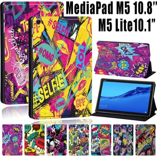 Tablet Case for Huawei MediaPad M5 10.8/MediaPad M5 Lite 10.1 Inch PU Leather Stand Cover Case + Free Stylus
