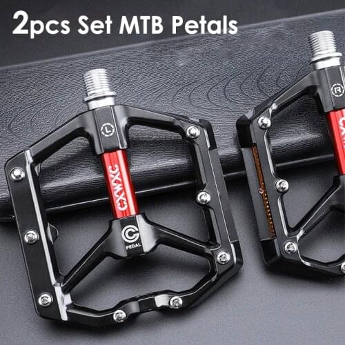 CX-V15 Mtb Pedals for Mountain Road Bike Accessories 3 Sealed Bearings Wide Flat Metal Pedals for Bicycle With Anti-Slip Cleats