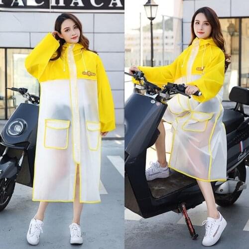 EVA Raincoat Women/Men with Hat Buttons Slicker Poncho Rainwear Outdoor Long Style Hiking Ride Poncho Environmental Rain Jacket