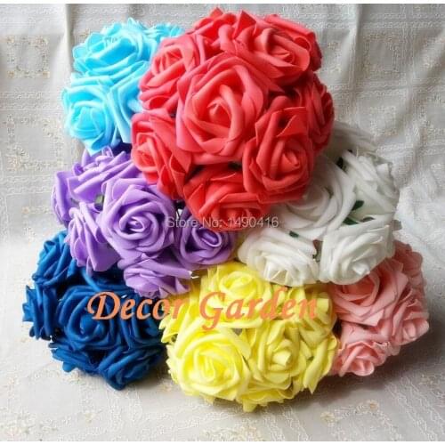 150PCS 15Colors 7CM PE Foam Artifiical Rose Flower DIY Party Wedding Bouquet Centerpieces Wrist Roses Flowers Home Floral Decor