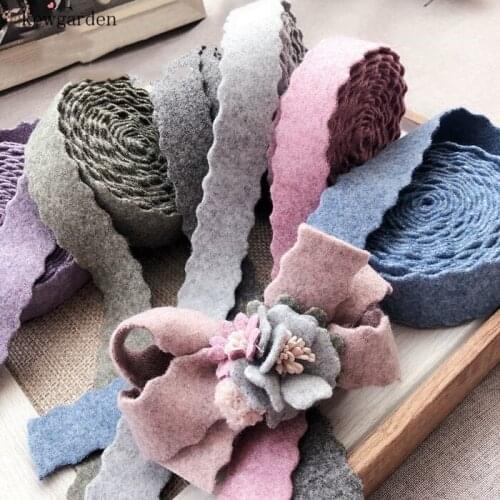 Kewgarden 1" 25mm Wavy Edge Wool Satin Ribbons DIY Bowknot Cotton Ribbon Handmade Tape Brooch material Accessories Riband 5meter