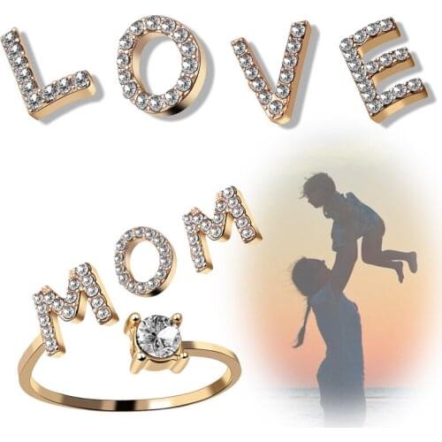 New Design Fashion Pavé CZ Adjustable 26 Initial Letter Ring For Women Simple Elegant Jewelry Friendship Gift Wholesale