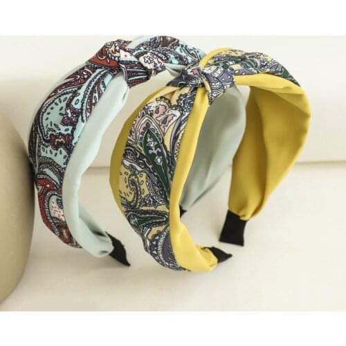Korean Floral Print Hair Hoop Headbands For Women Cross Knot Hair Band Girl Elegant Hair Accessories Jewelry