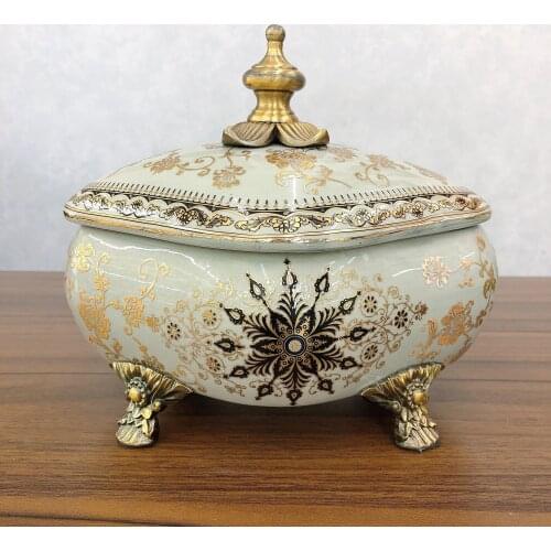European American alloy jewelry storage box decorative storage tank modern simple luxury ceramic snack candy box