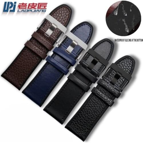 Leather strap is suitable for dz7311 7396 7331 7332 7395 series mens bracelet waterproof silicone large watch accessories 28mm