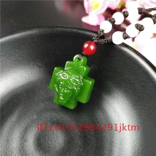 Pendant Jadeite Fashion Jade Women Gifts Natural Chinese Jewelry Necklace Green for Carved Men Cross Charm Amulet Hand Jesus