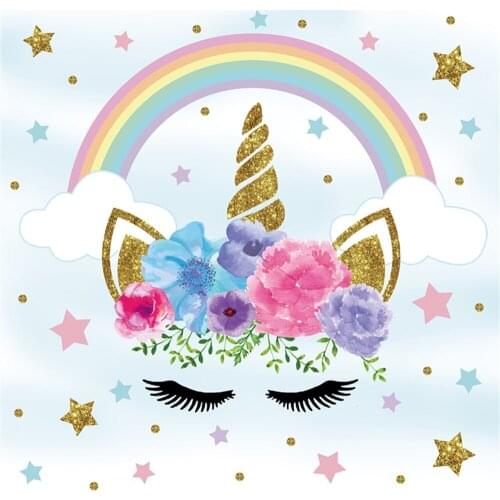 MEHOFOTO Rainbow Unicorn Communion Birthday Party Kid Photography Backgrounds Customized Photographic Backdrops for Photo Studio