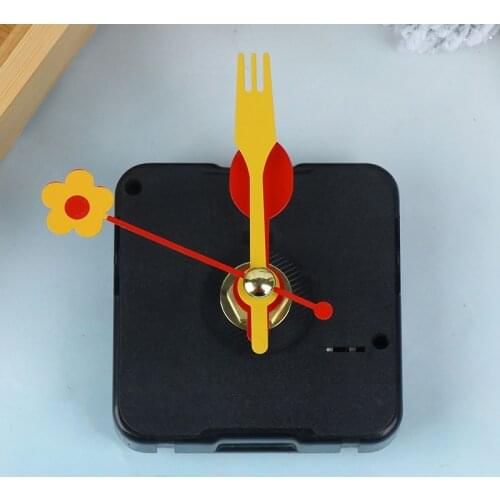 Cute Quartz Clock Movement Kit Spindle Mechanism Replacement Repair Parts With Flower Folk Spoon Hands