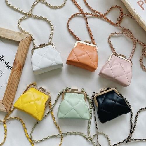 Fashion Mini Lingge Clip Bag Crossbody Bags for Girls Small Chain Shoulder Bag Kids Quilting Shell Bags Coin Purse 2021 Kisslock