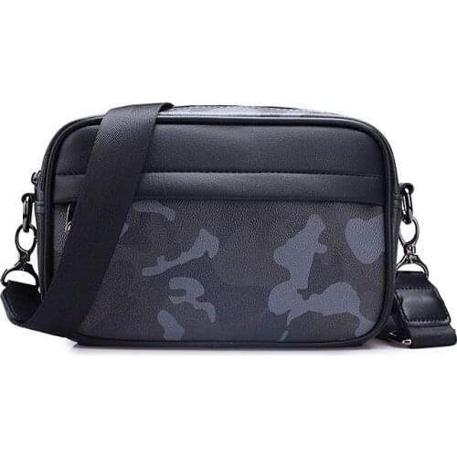 Mens Multifunction Vegan Leather Crossbody Bags Casual Camouflage Messenger Bag Small Leather Sling Shoulder Bags