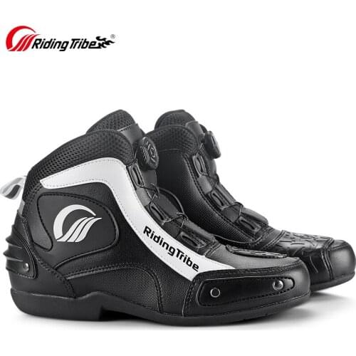 Men Motorcycle Boots PU Leather Motorbike Riding Racing Boots Motocross MX Off-Road Shoes Moto Bike SPEED Protective Gear